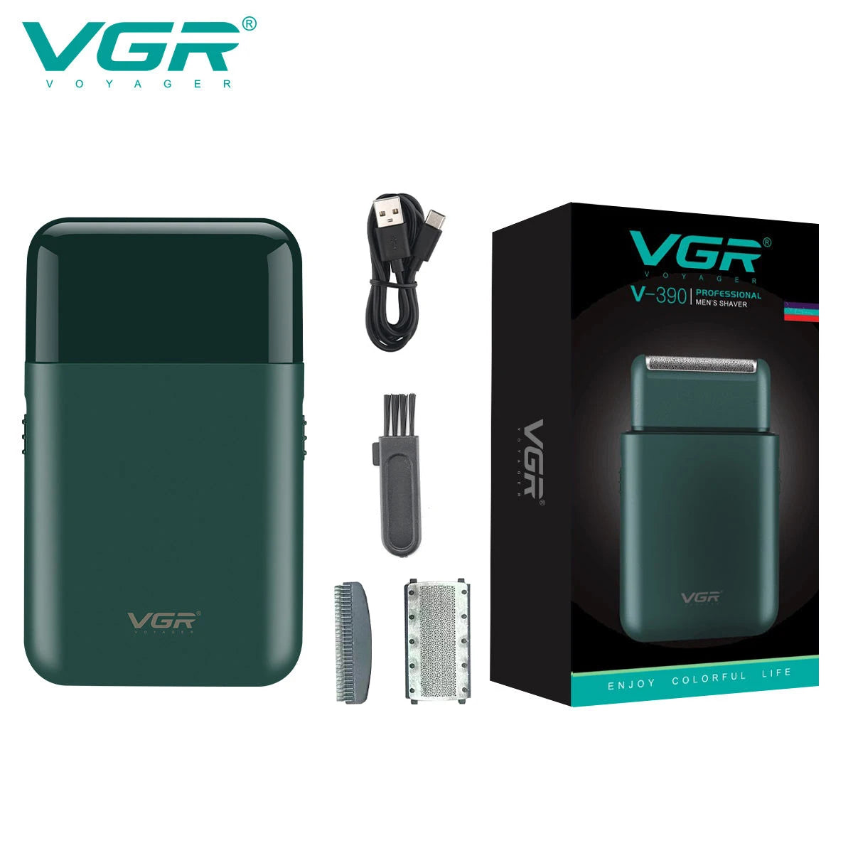 VGR V-390 mini afeitadora de barba inalámbrica de una sola hoja. razor rechargeable foil electric face body shaver for men Convenient razor