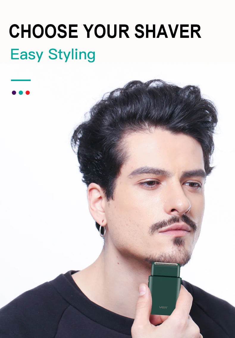 VGR V-390 mini afeitadora de barba inalámbrica de una sola hoja. razor rechargeable foil electric face body shaver for men Convenient razor