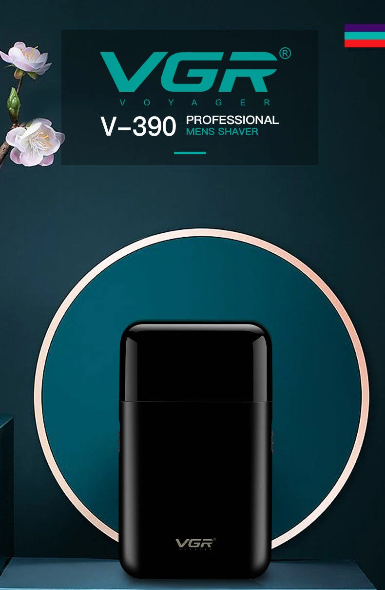 VGR V-390 mini afeitadora de barba inalámbrica de una sola hoja. razor rechargeable foil electric face body shaver for men Convenient razor