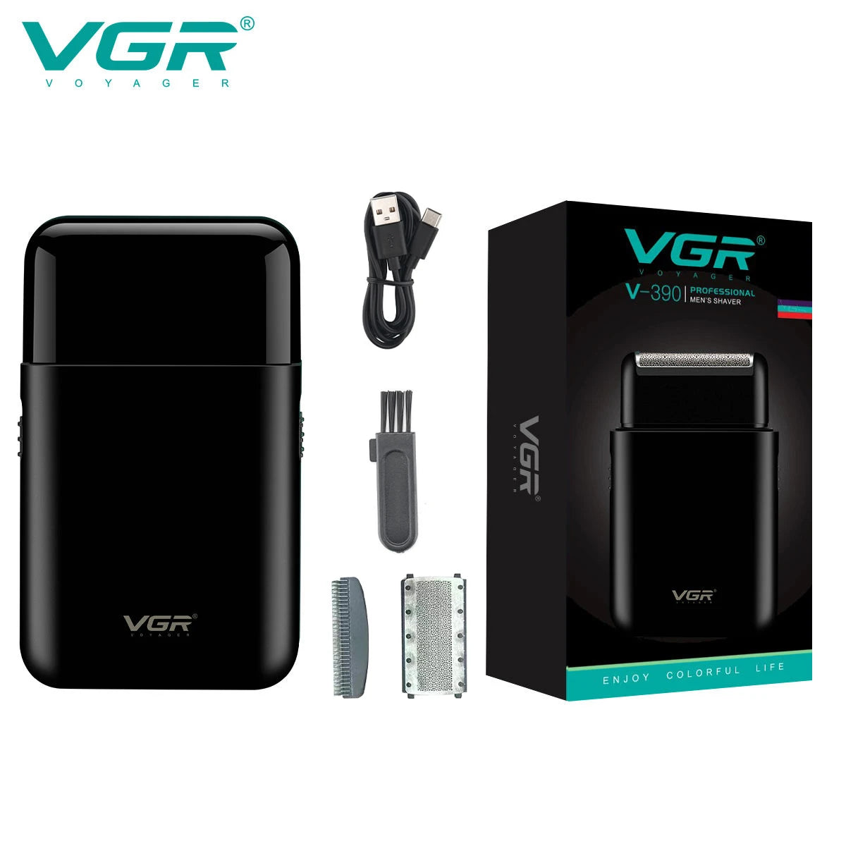 VGR V-390 mini afeitadora de barba inalámbrica de una sola hoja. razor rechargeable foil electric face body shaver for men Convenient razor